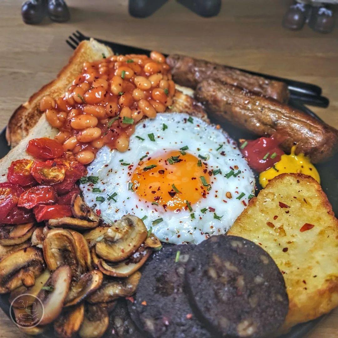 Vegetarian Breakfast with Eggs and Sausages