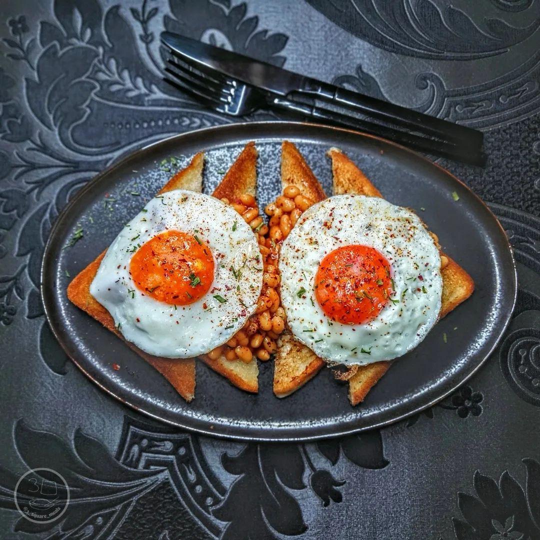 Fried Bread with Eggs and Beans