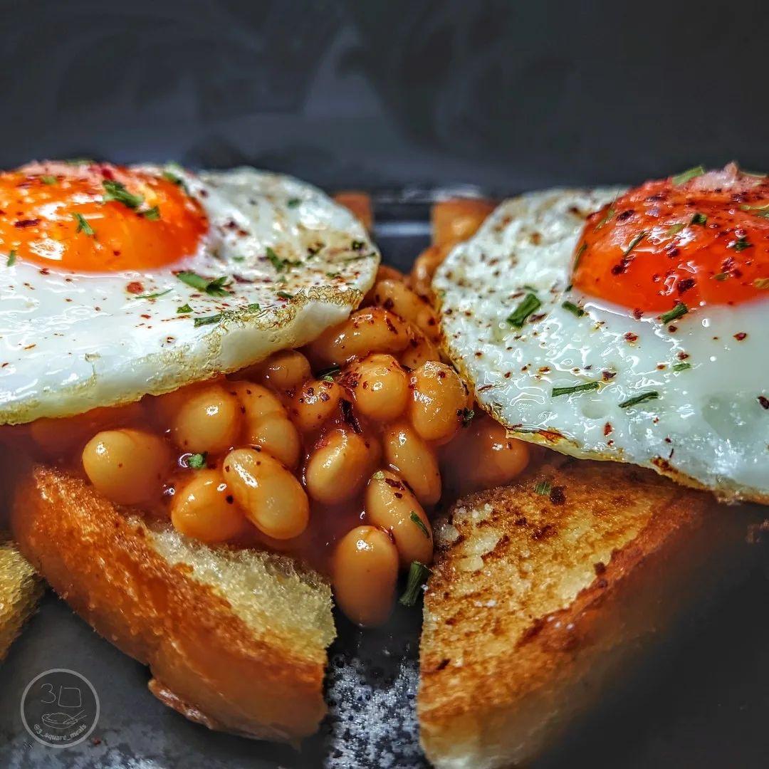 Fried Bread with Eggs and Beans