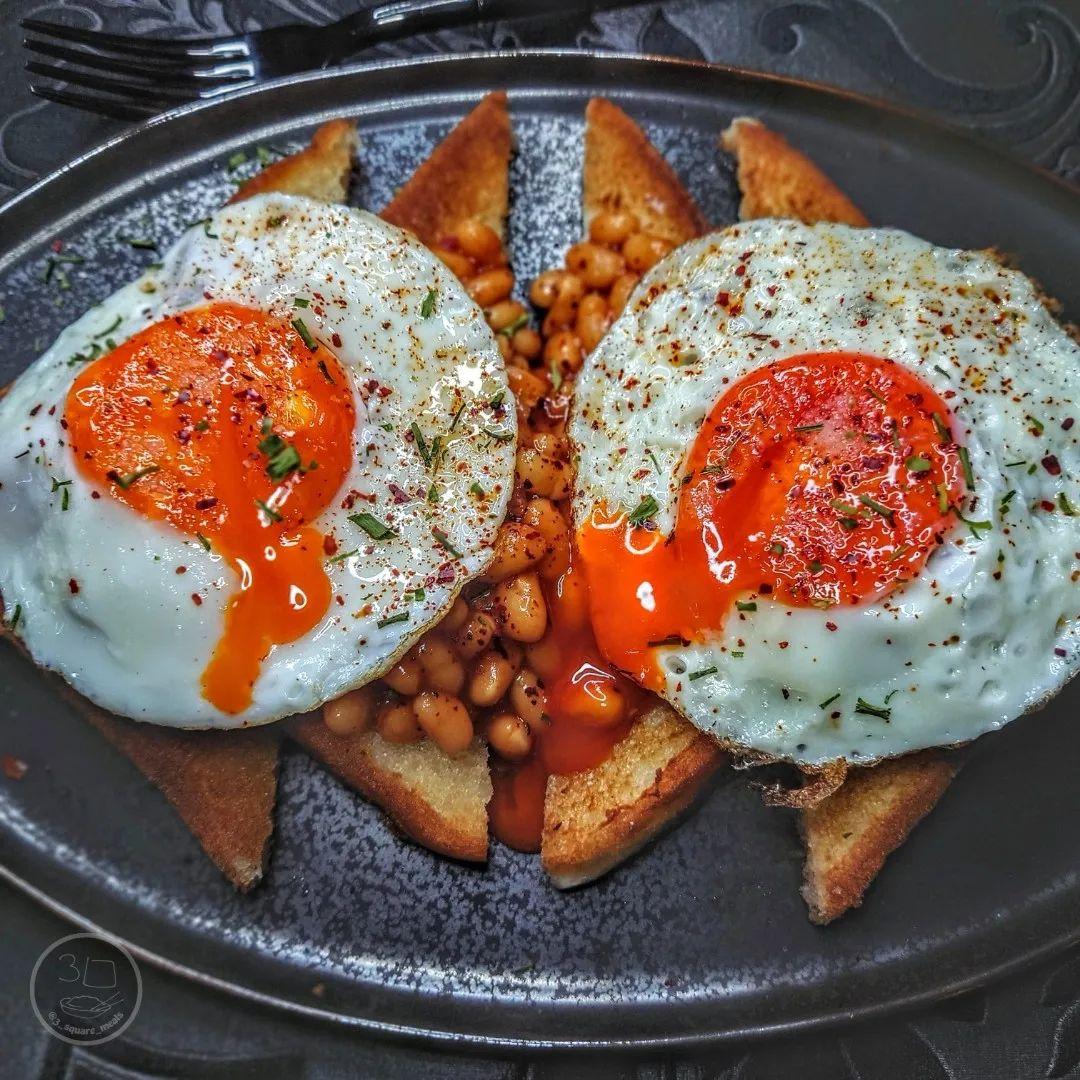 Fried Bread with Eggs and Beans
