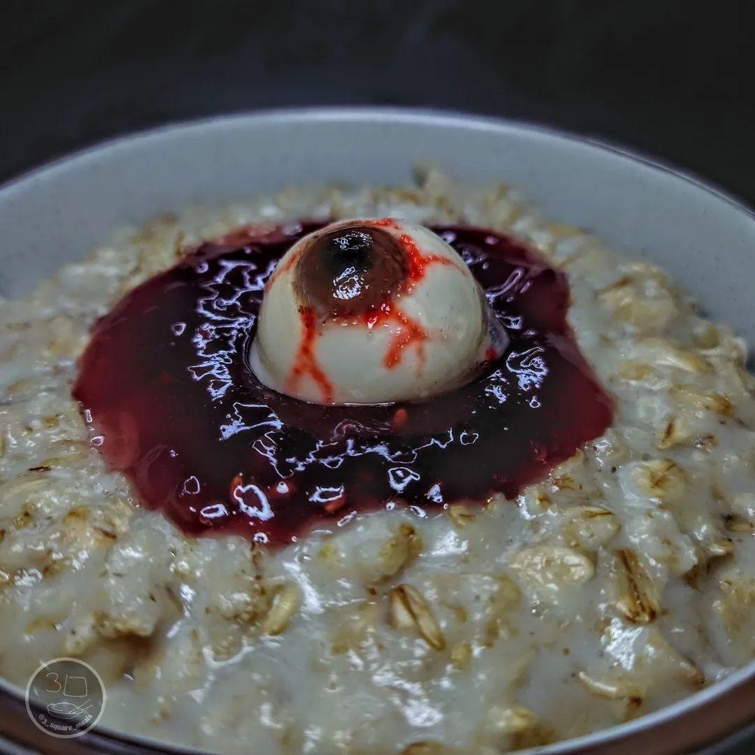 Raspberry White Chocolate Eyeball Porridge