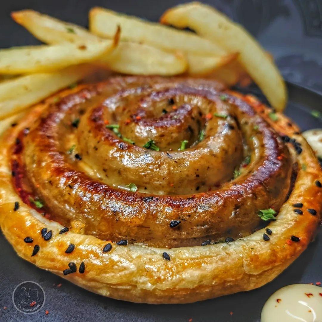 Cumberland Sausage Tart and Chips