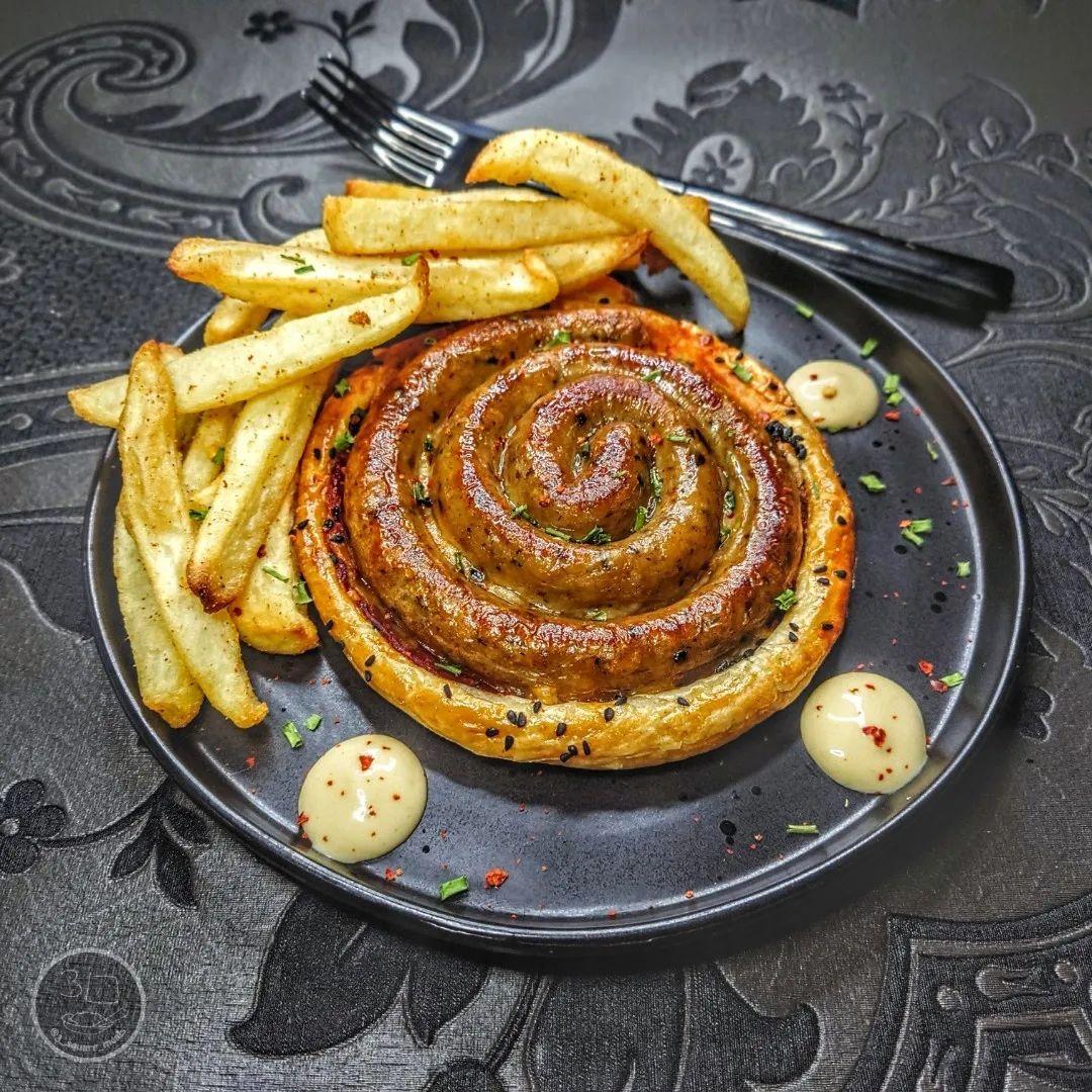 Cumberland Sausage Tart and Chips