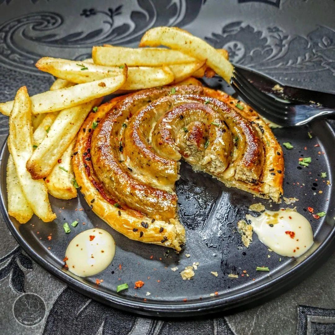 Cumberland Sausage Tart and Chips