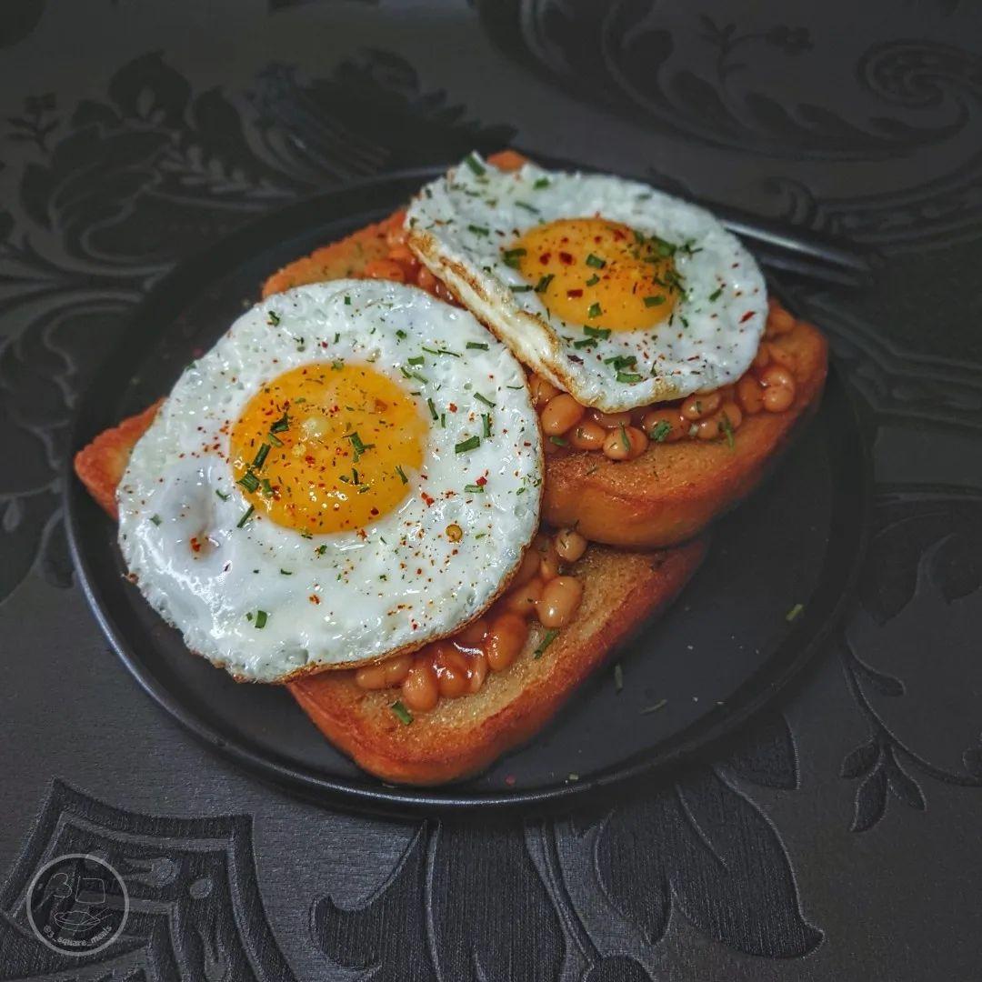 Fried Bread with Eggs and Beans