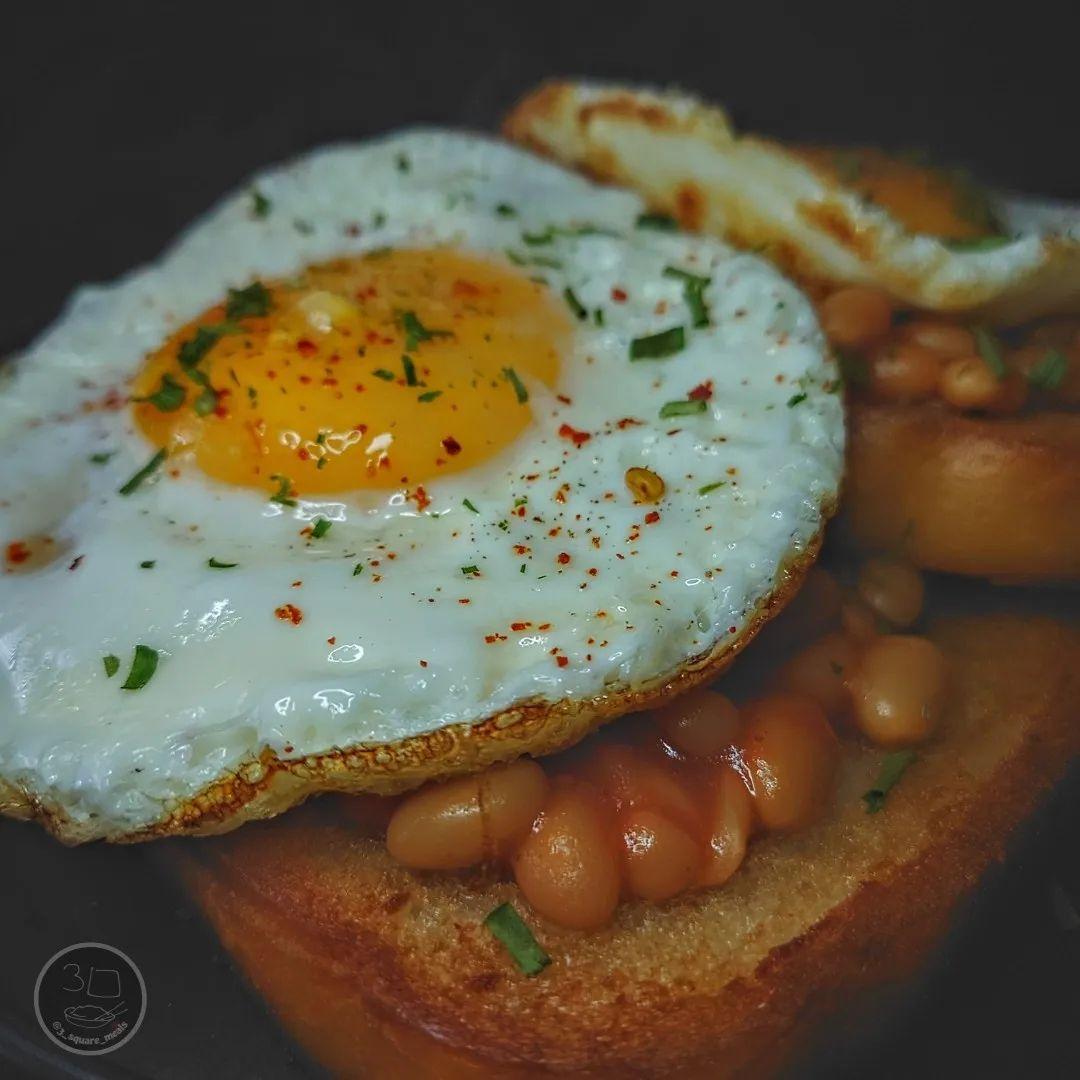 Fried Bread with Eggs and Beans