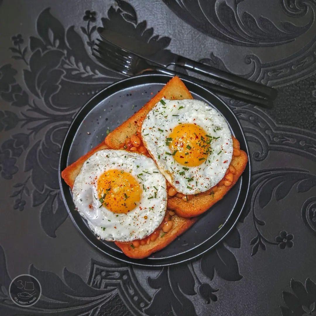 Fried Bread with Eggs and Beans