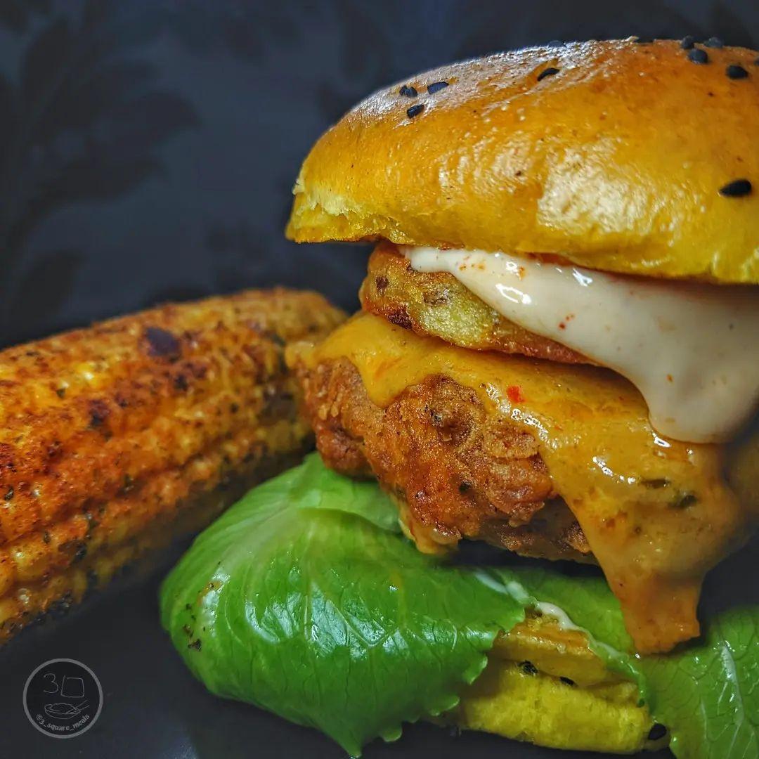 Spicy Masala Veggie Burger with Corn