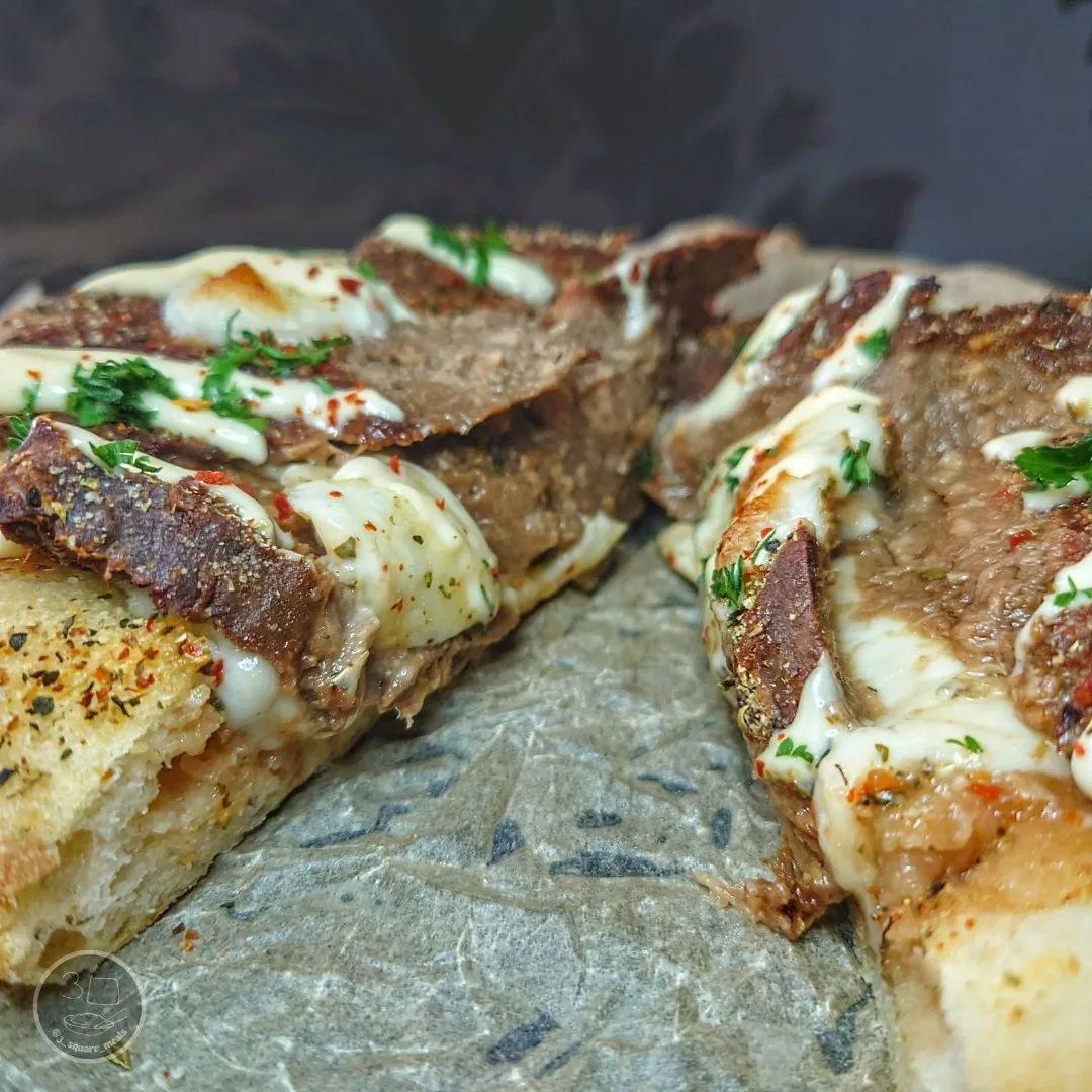 Garlic Cheese Steak Pizza