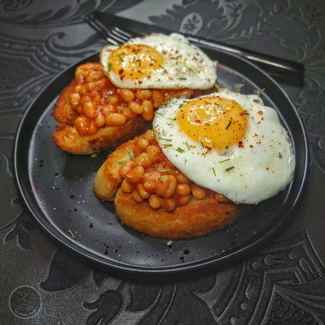 Fried Bread with Eggs and Beans
