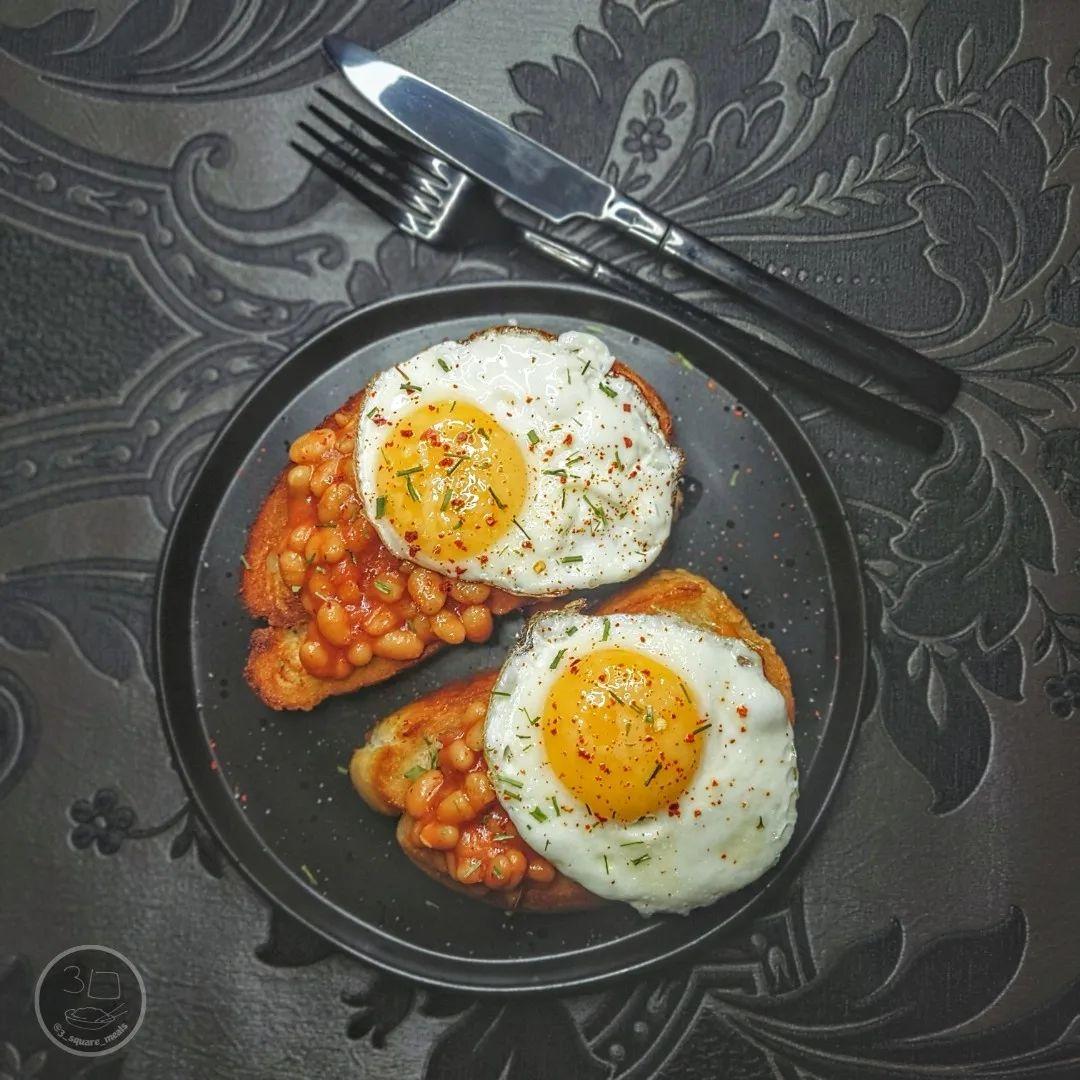Fried Bread with Eggs and Beans