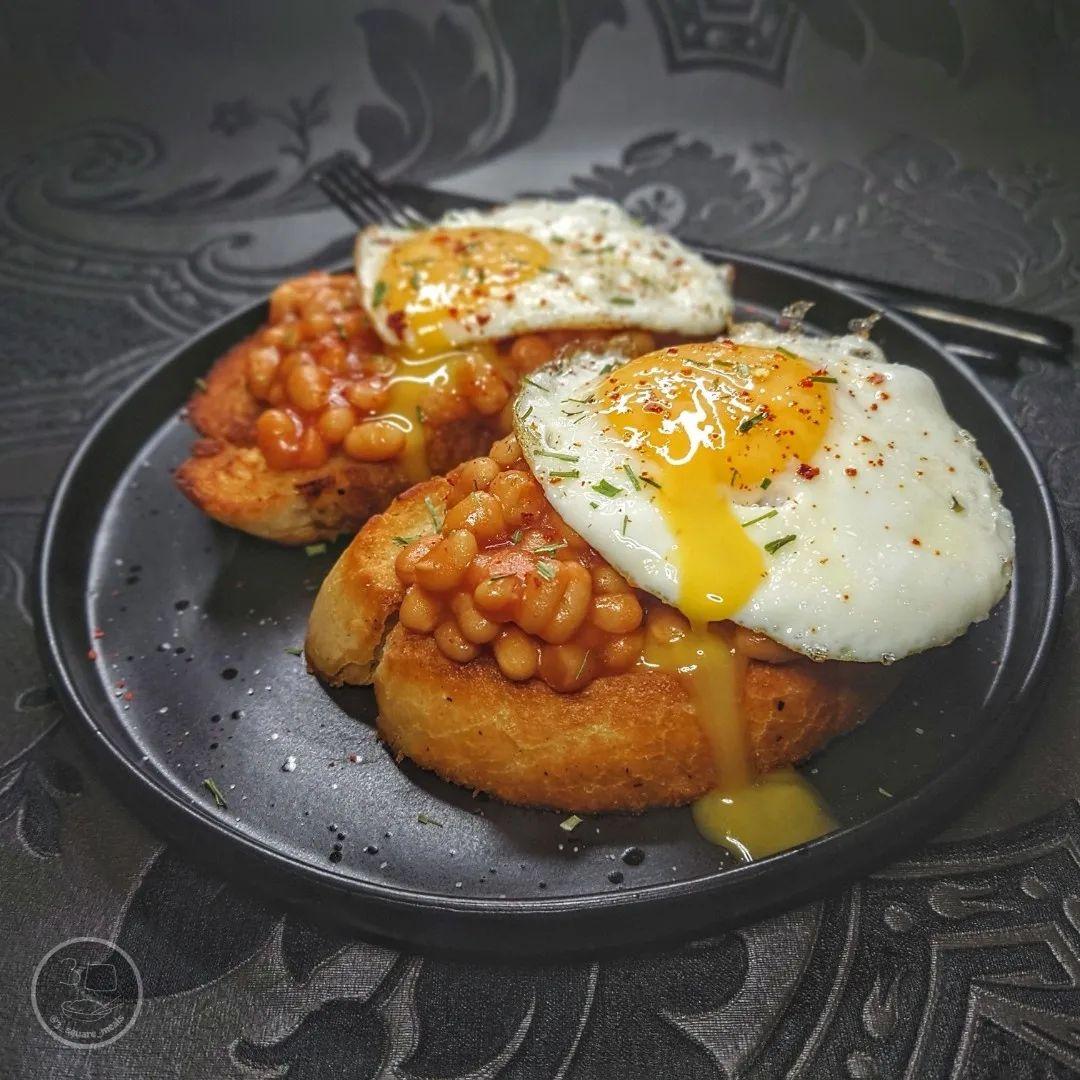 Fried Bread with Eggs and Beans