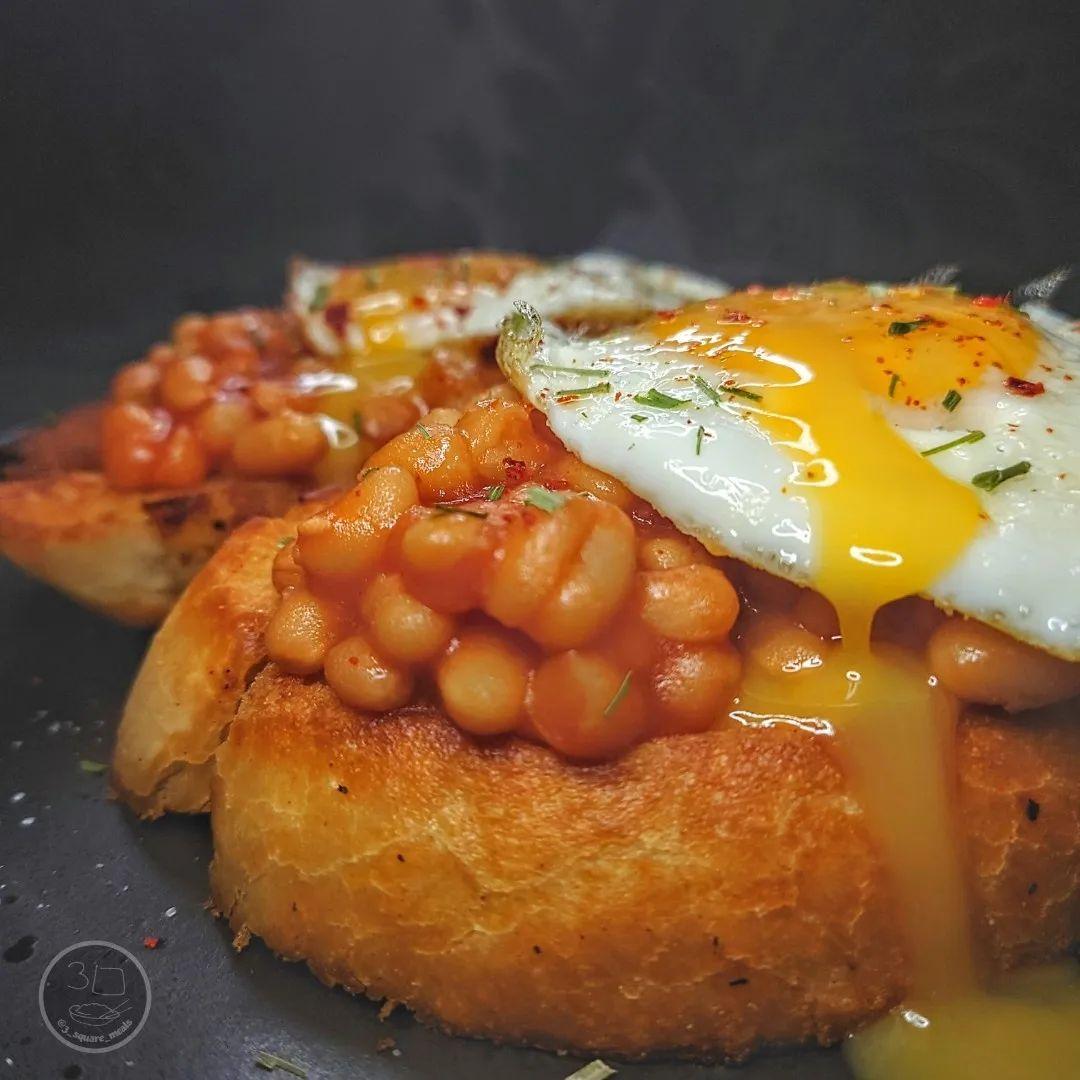 Fried Bread with Eggs and Beans