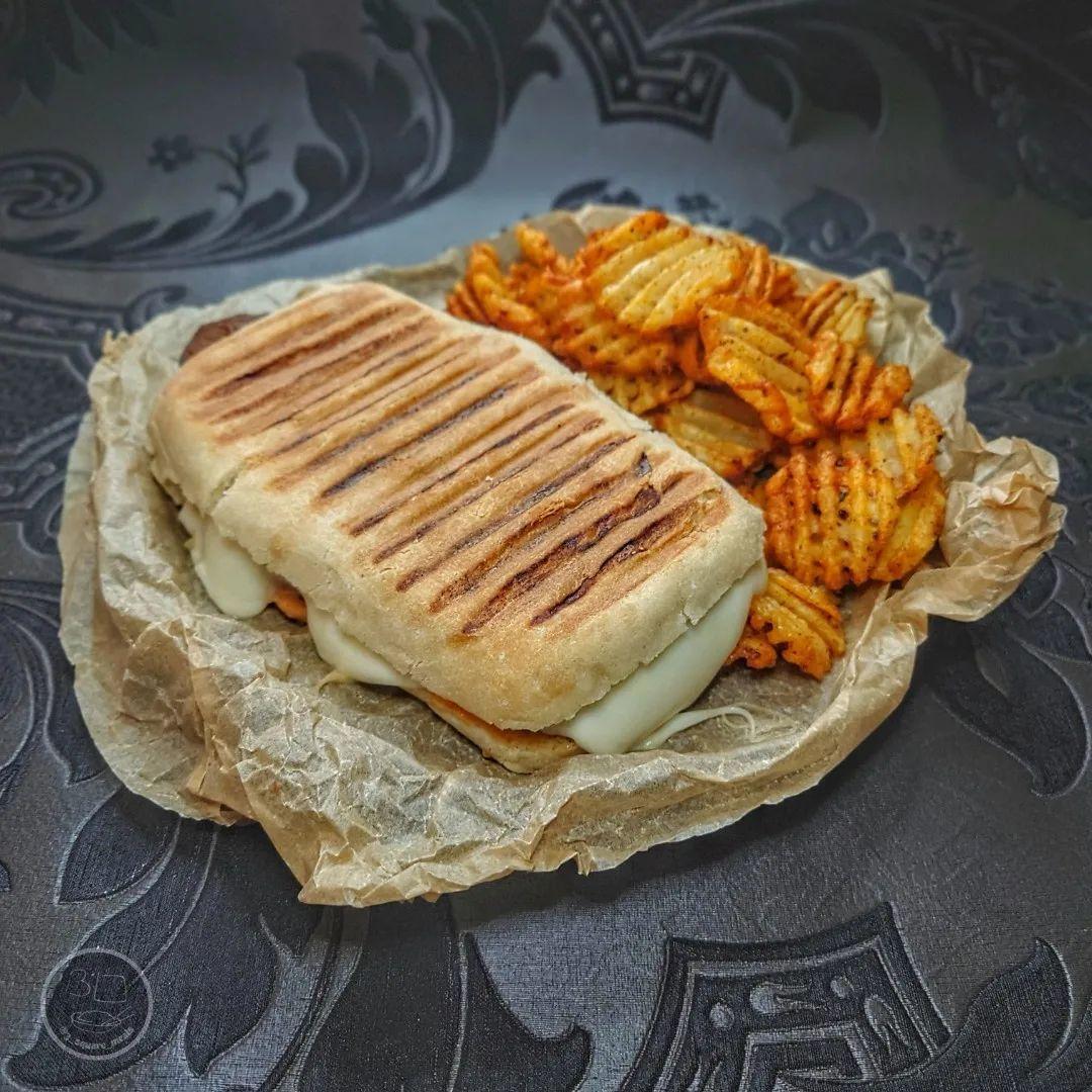 Reaper Cheese Steak Panini with Waffle Fries