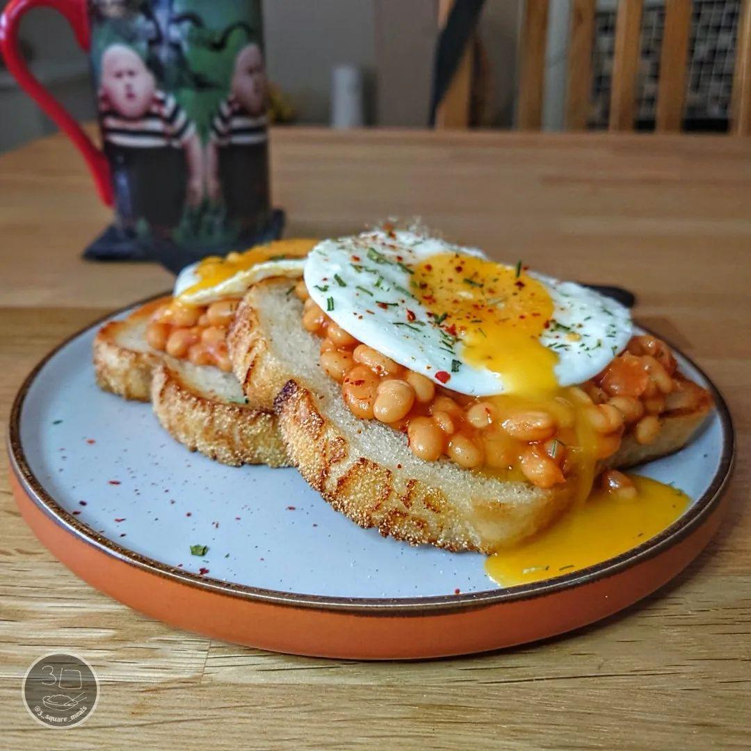Fried Bread with Eggs and Beans