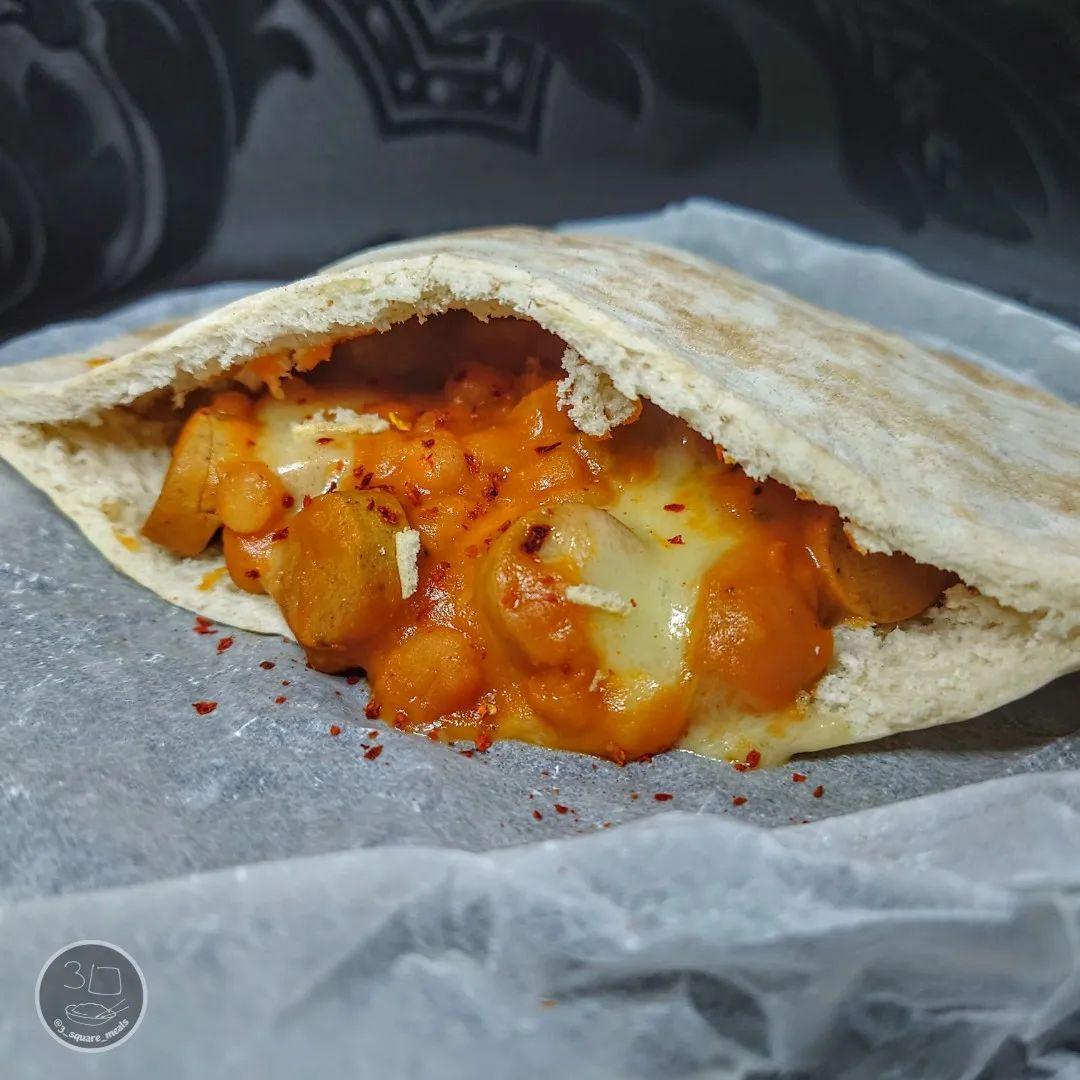 Veggie Sausage and Bean Pitta Melt