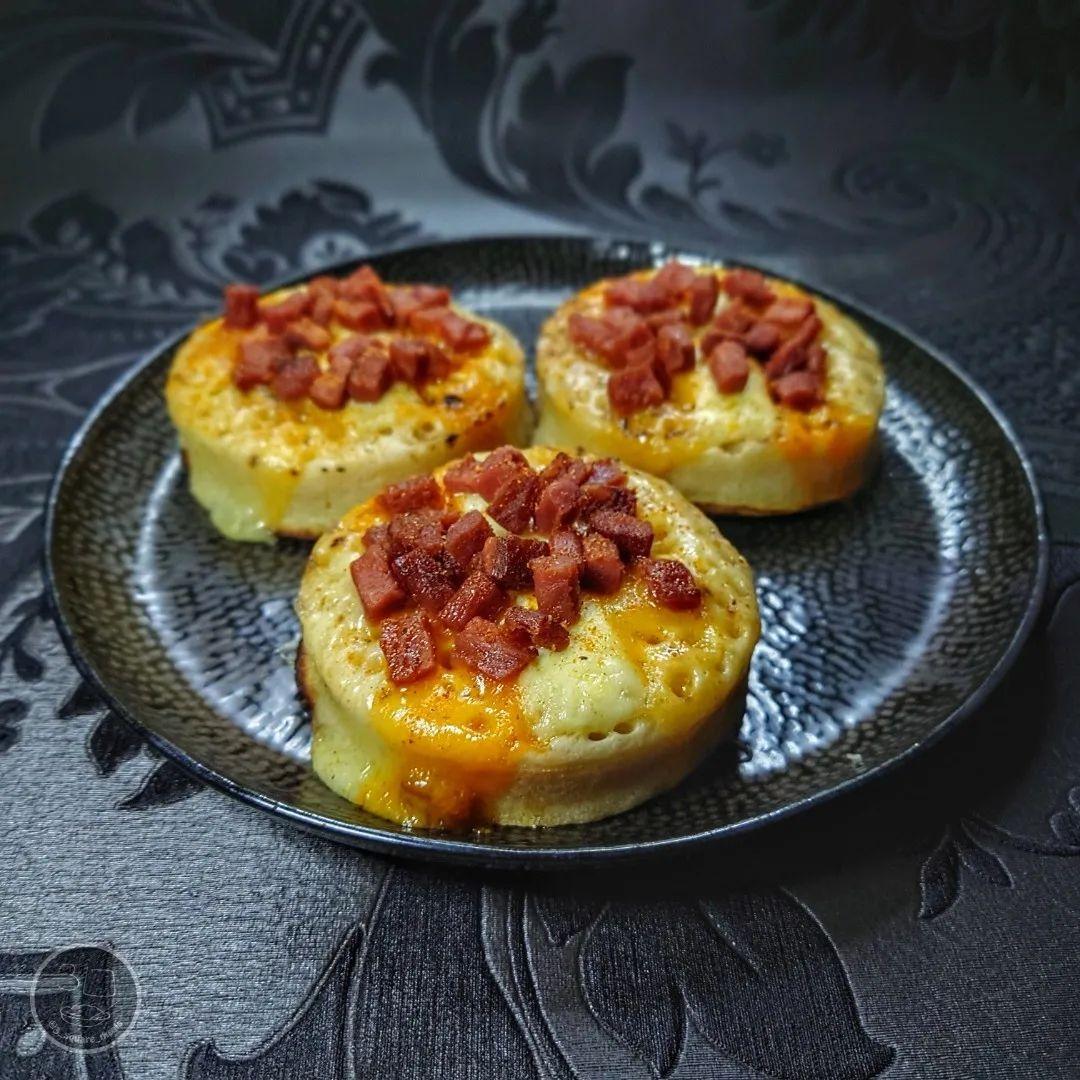 Cheese and Bacon Crumpets
