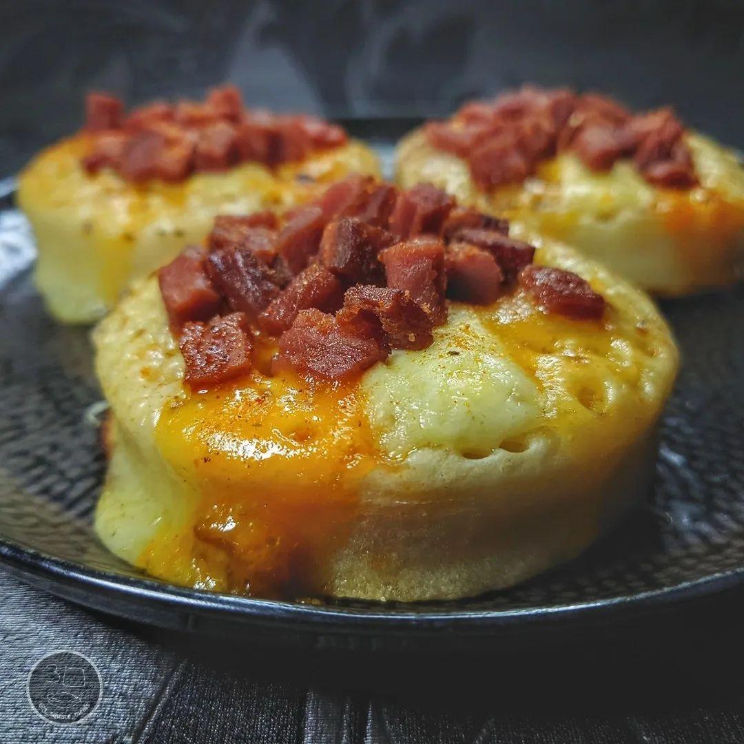 Cheese and Bacon Crumpets