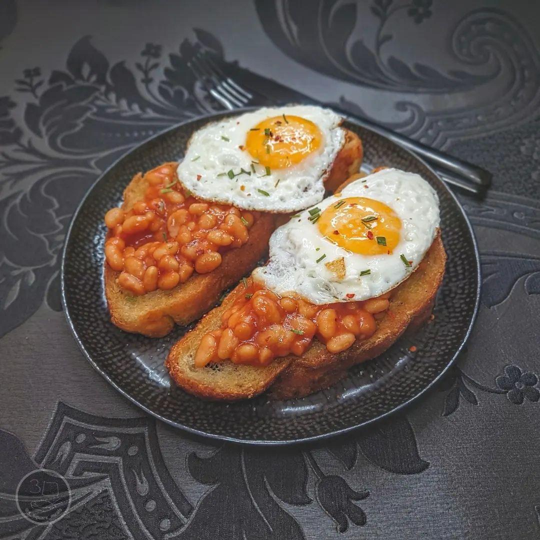 Fried Bread with Eggs and Beans