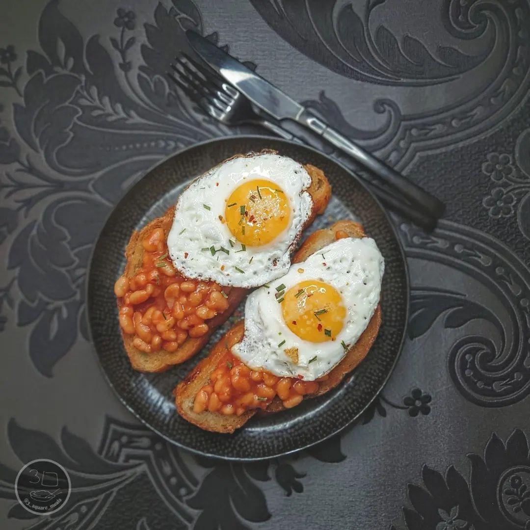 Fried Bread with Eggs and Beans