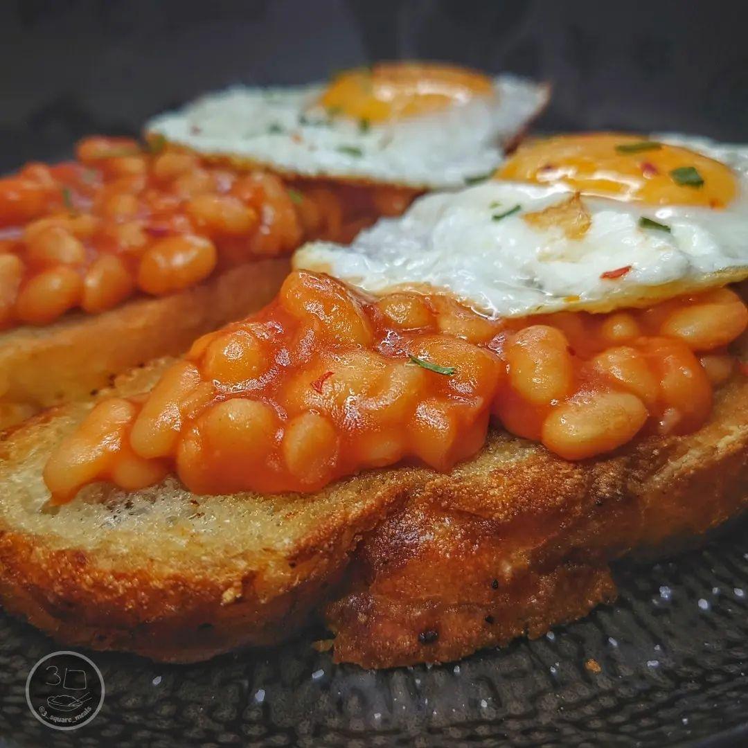 Fried Bread with Eggs and Beans