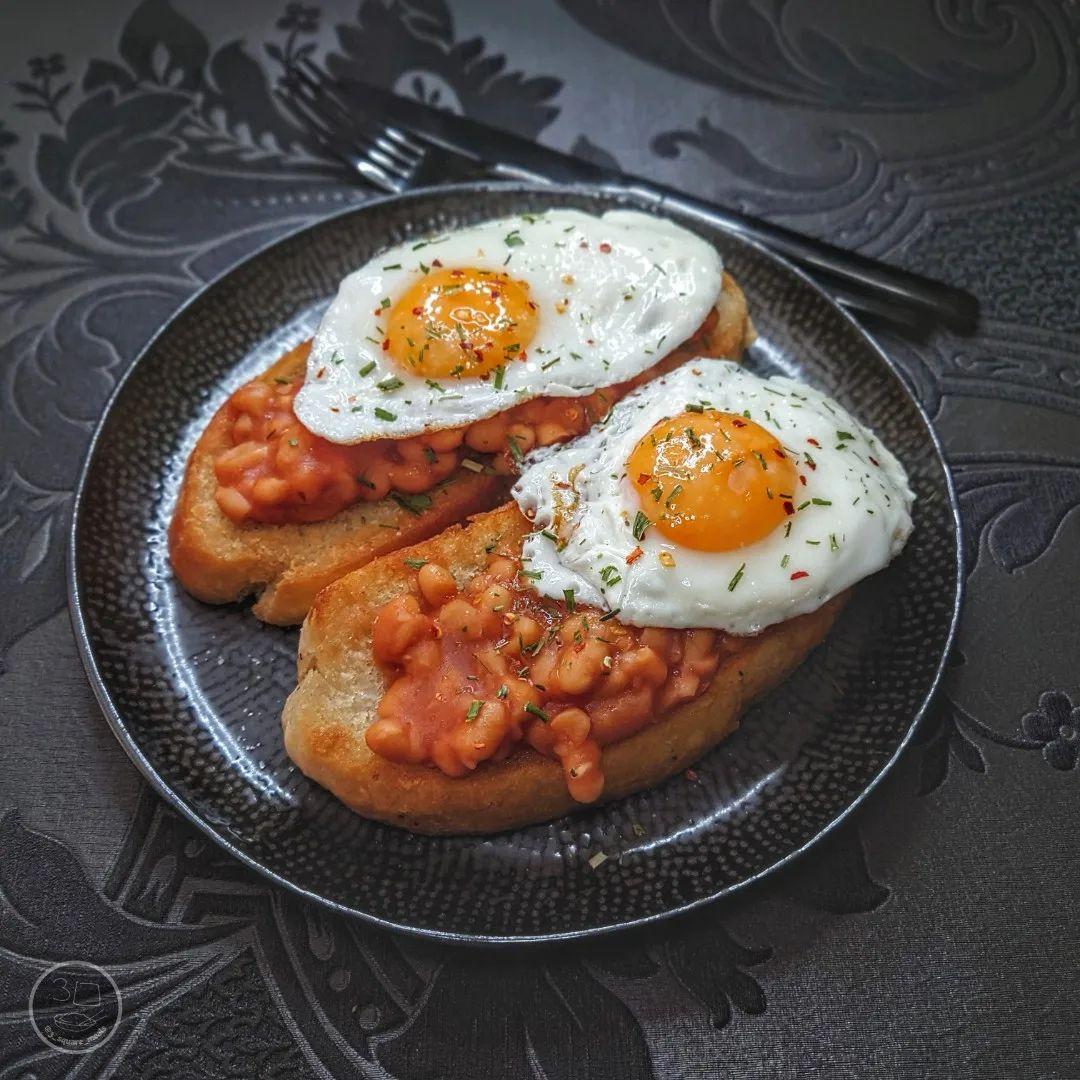 Fried Bread with Eggs and Beans