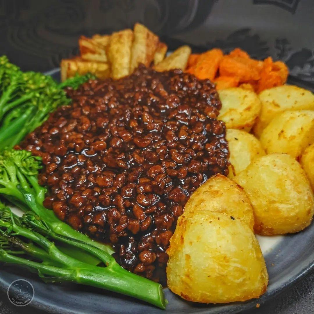 Vegetarian Mince with Roasted Vegetables