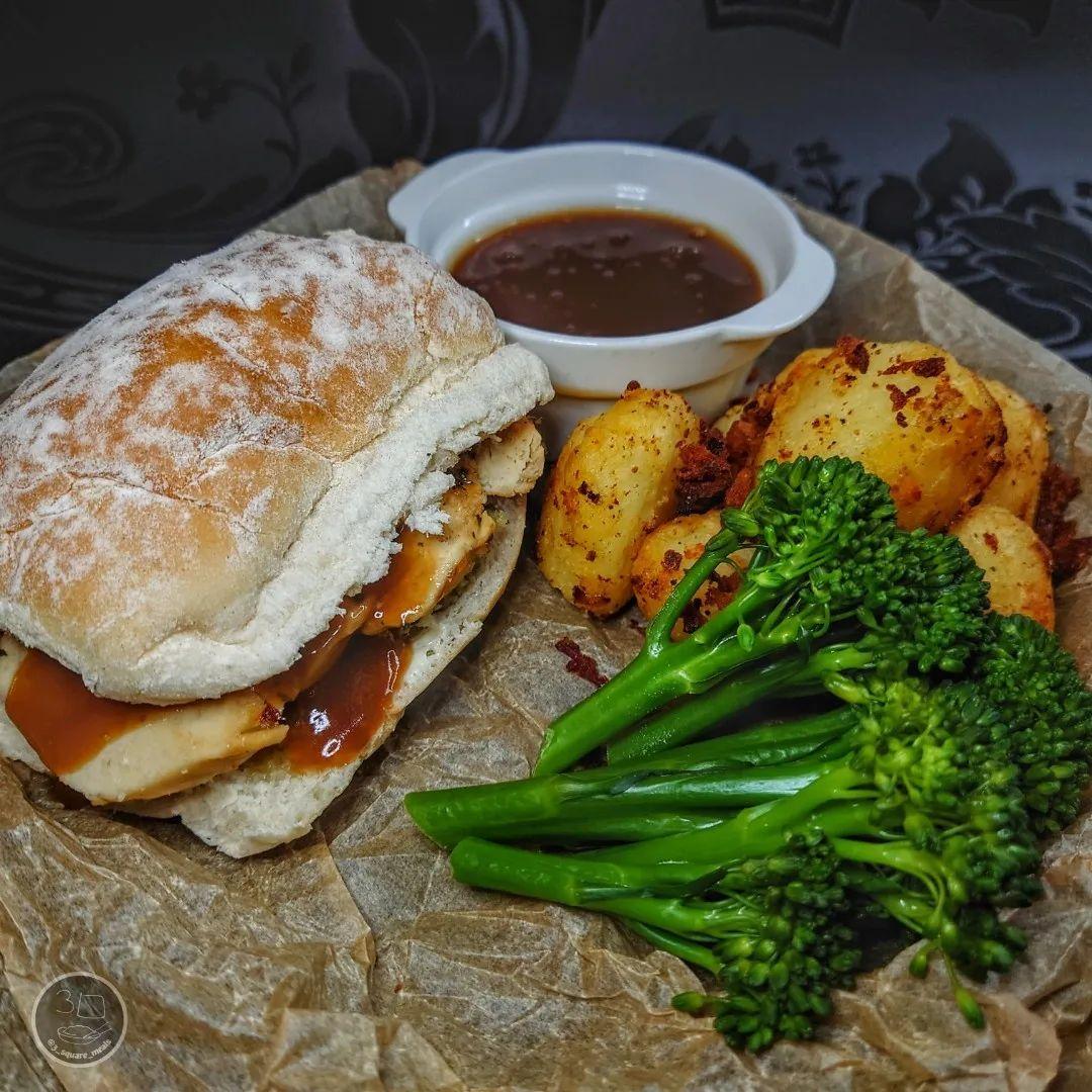 Vegetarian Chicken and Stuffing Sandwich