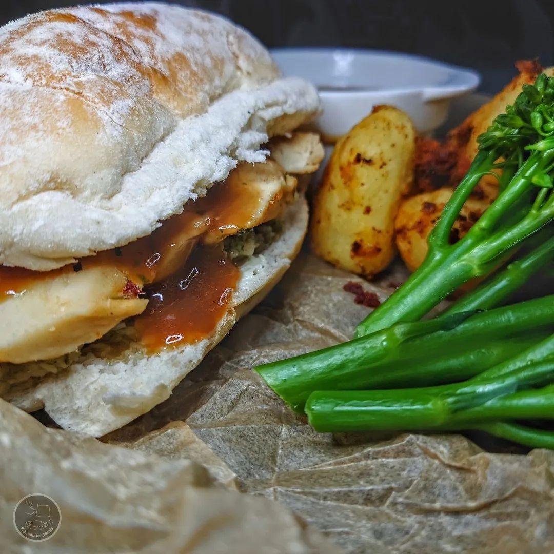 Vegetarian Chicken and Stuffing Sandwich