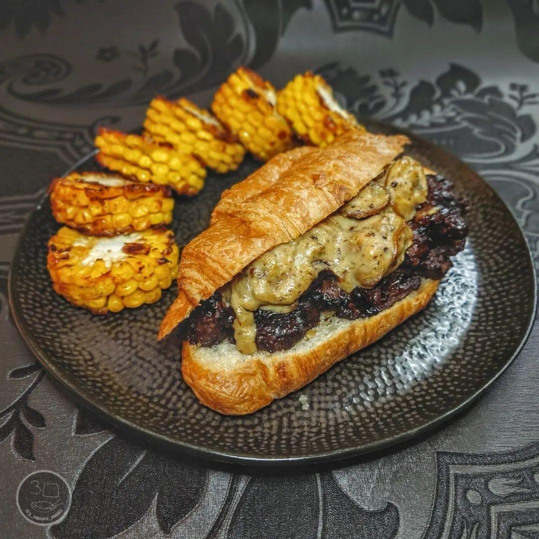 Vegetarian Wellington Croissant with Roasted Corn