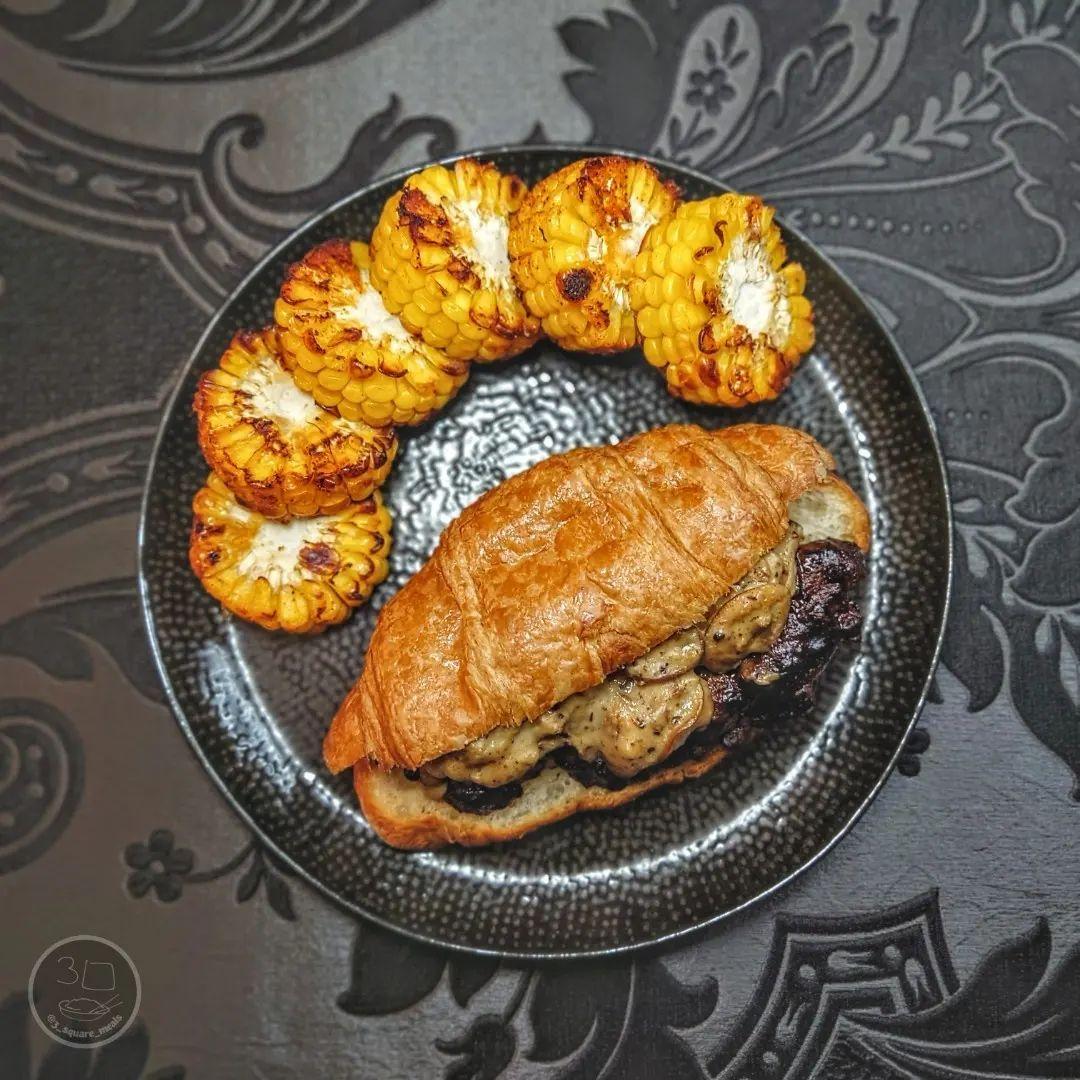 Vegetarian Wellington Croissant with Roasted Corn