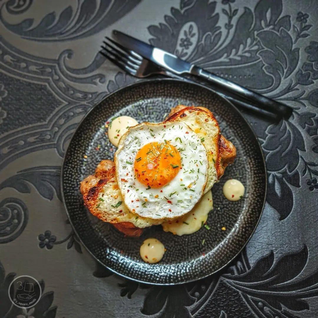 Grilled Sausage Croque with Egg