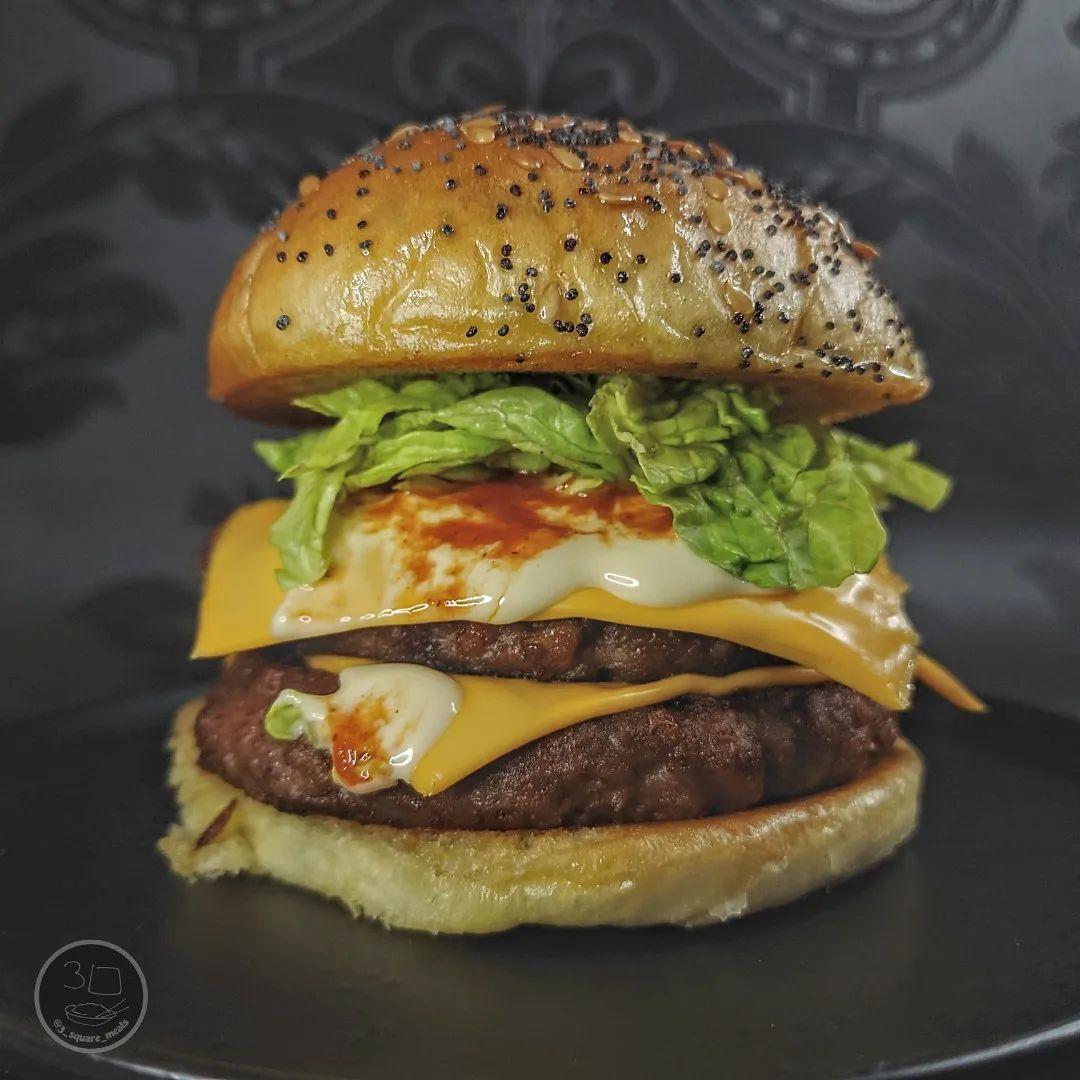 Simple Double Veggie Cheeseburger