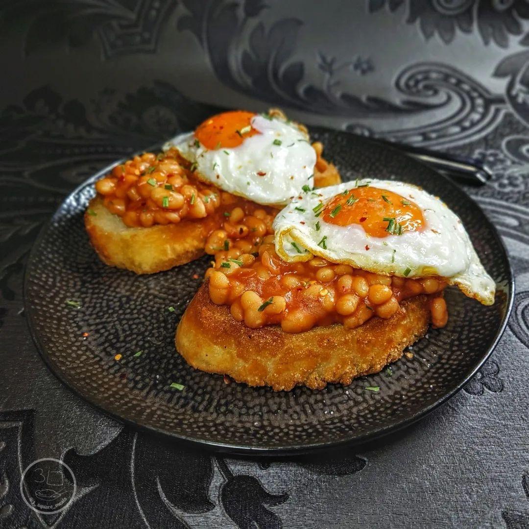 Fried Bread with Eggs and Beans