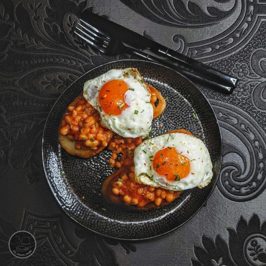 Fried Bread with Eggs and Beans