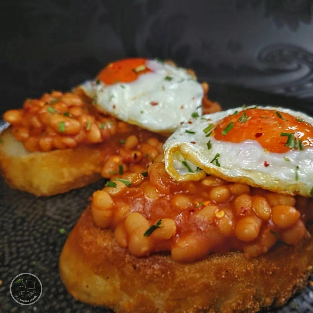Fried Bread with Eggs and Beans