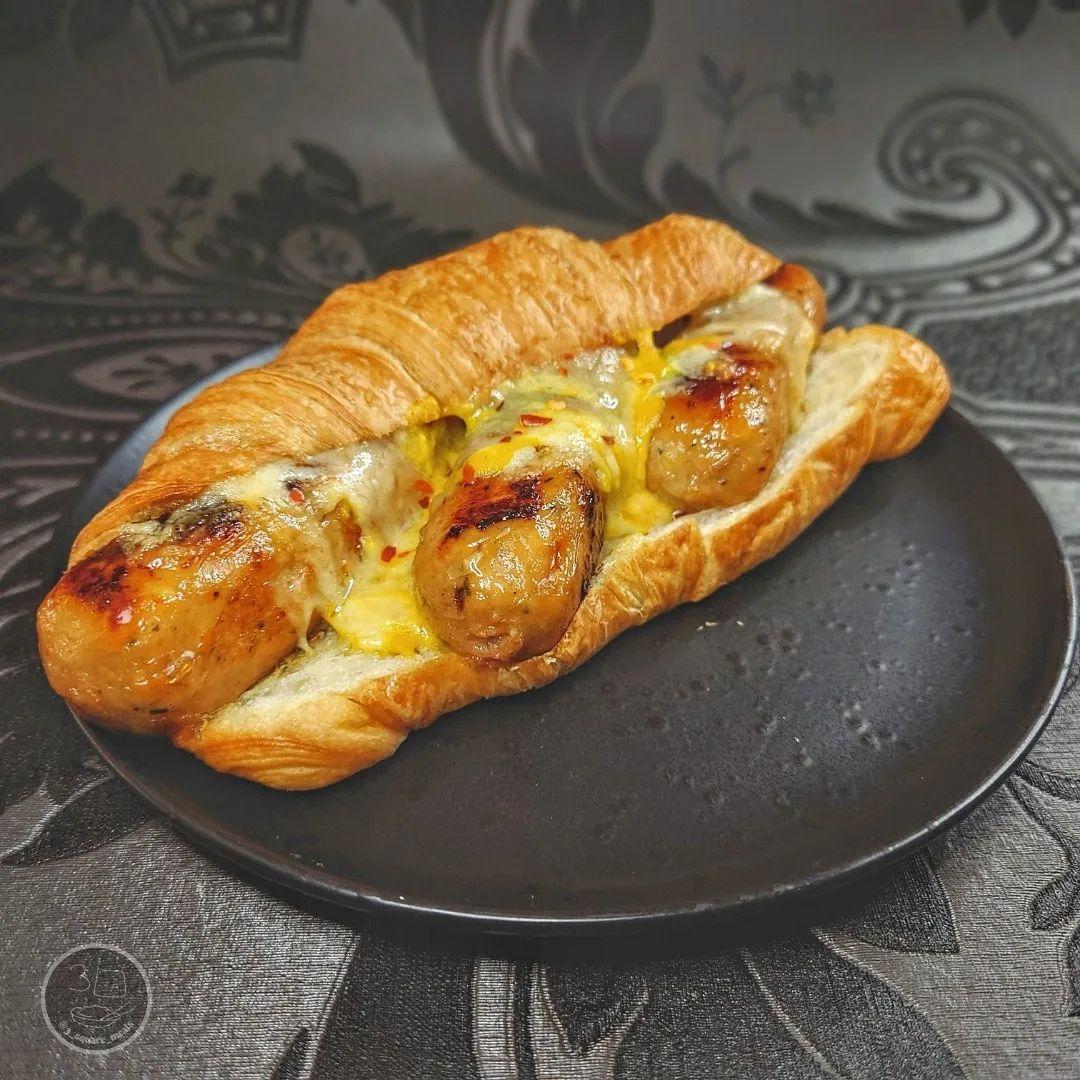 Caramelised Onion Sausage Stuffed Croissant
