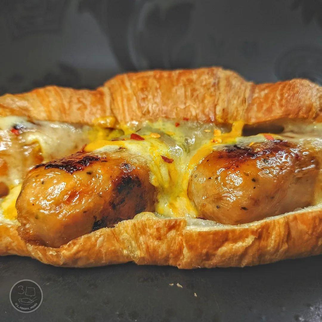 Caramelised Onion Sausage Stuffed Croissant