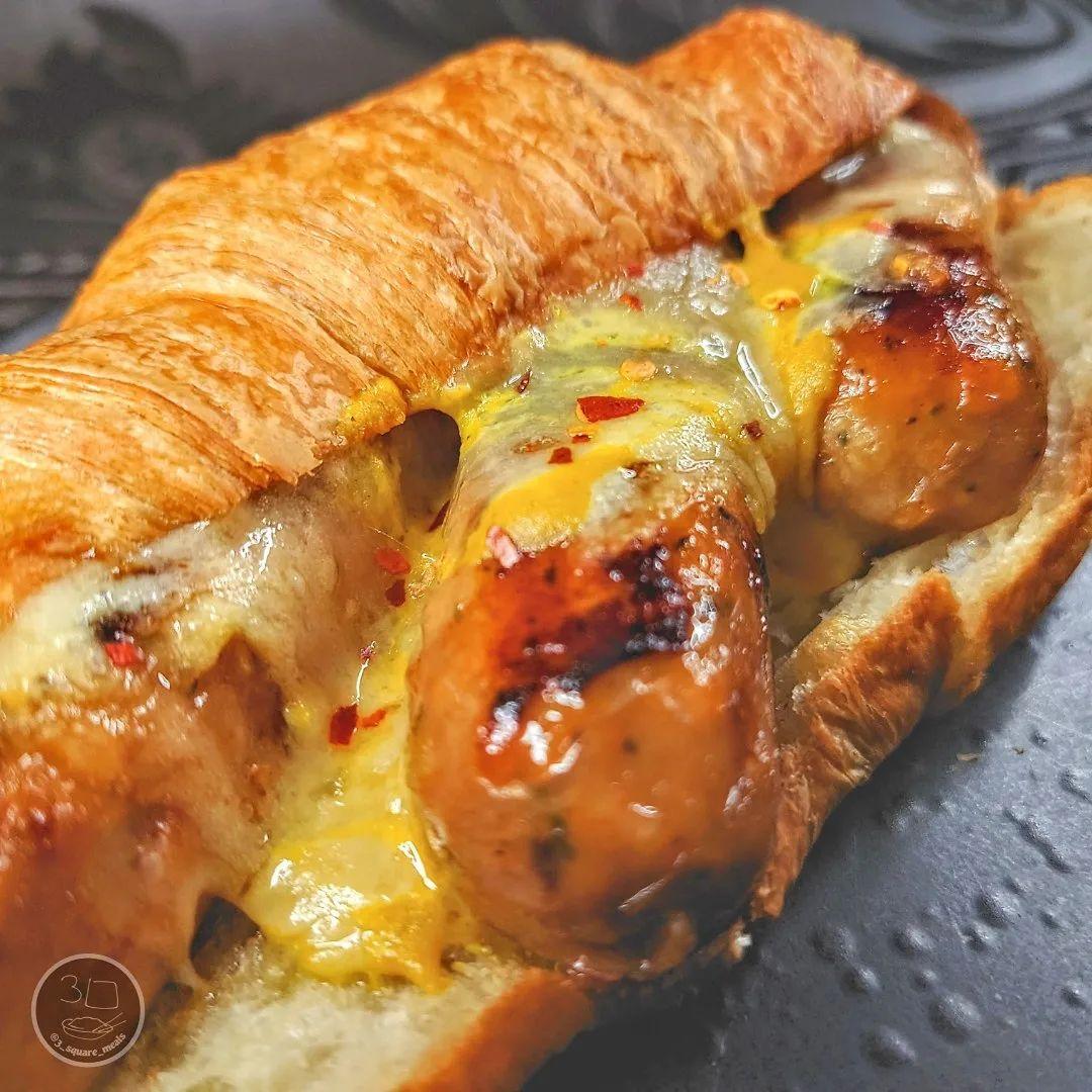 Caramelised Onion Sausage Stuffed Croissant