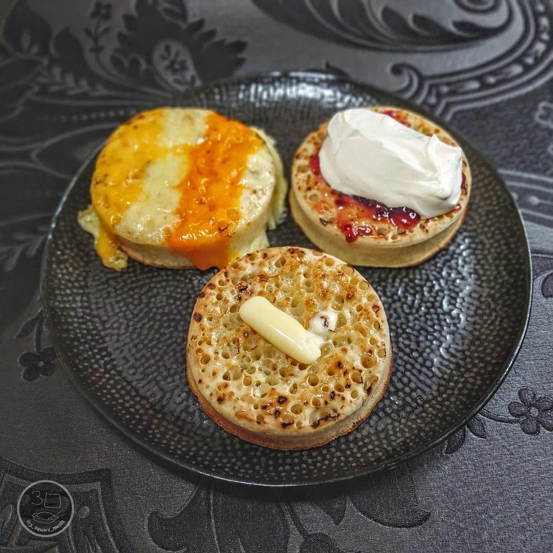 Trio of Crumpets with Savory and Sweet Toppings