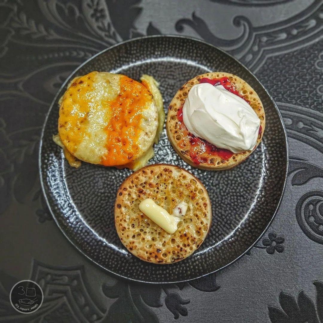 Trio of Crumpets with Savory and Sweet Toppings