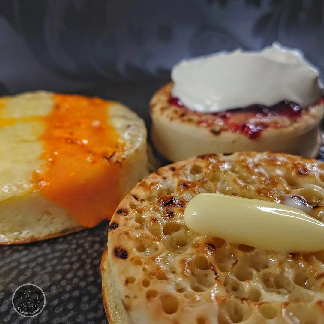 Trio of Crumpets with Savory and Sweet Toppings