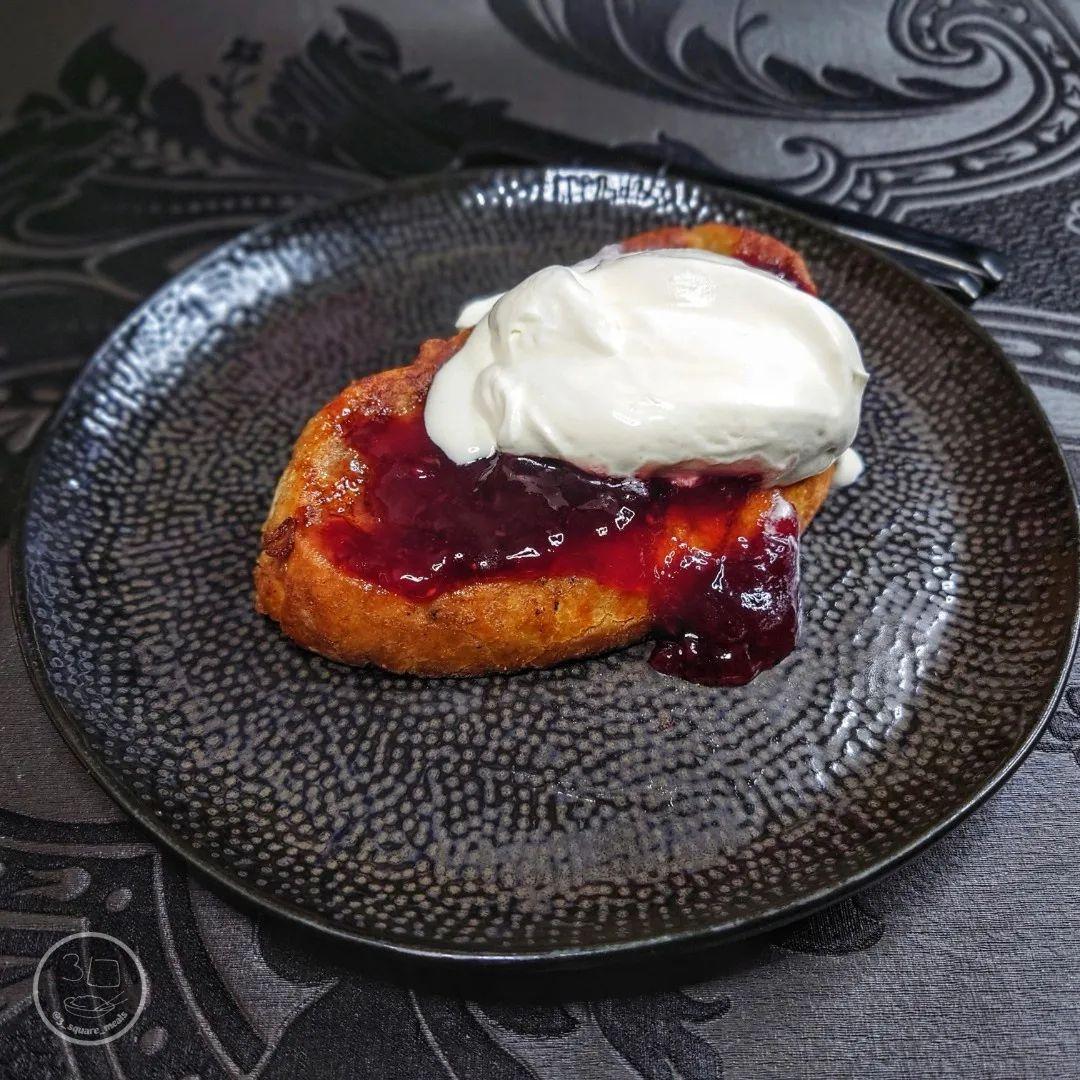 French Toast with Jam and Cream