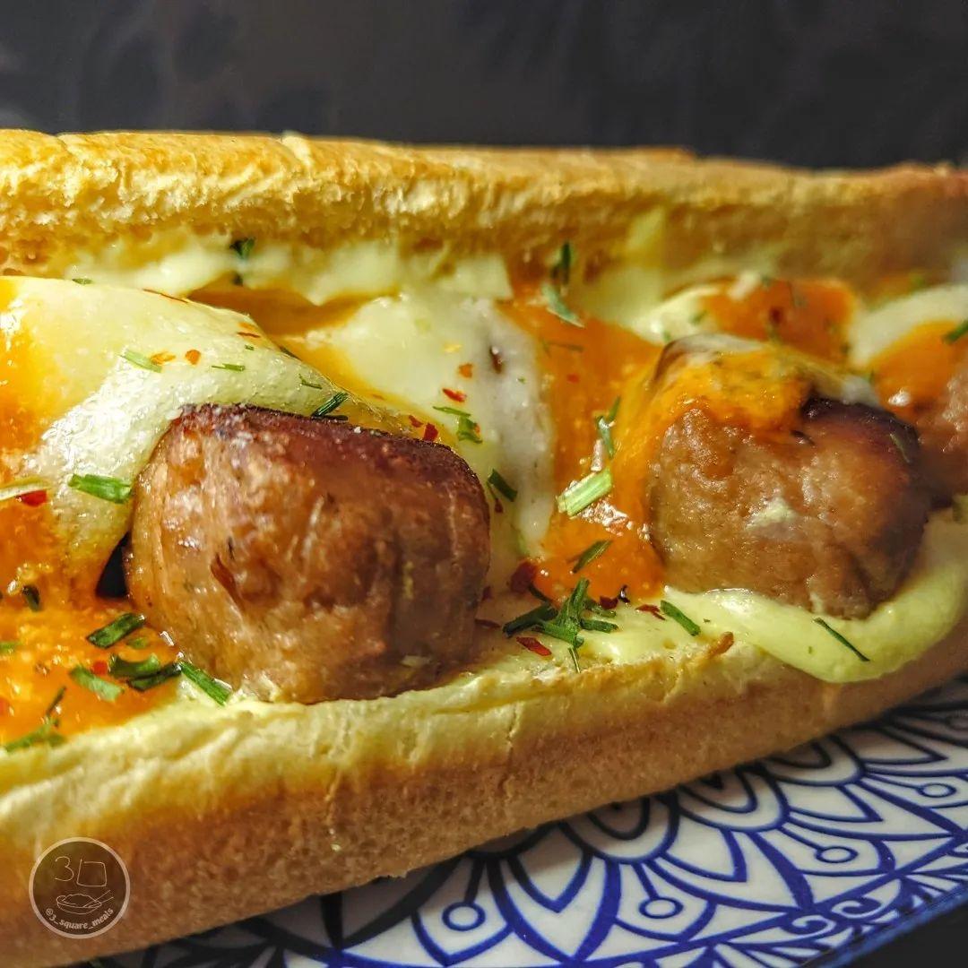 Meatball Baguette with Mustard Mayo
