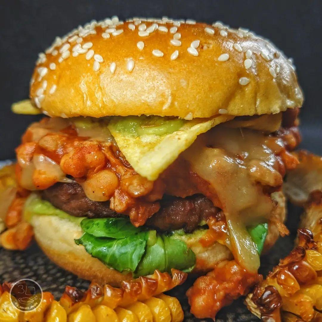 Chilli Burger with Corn Ribs