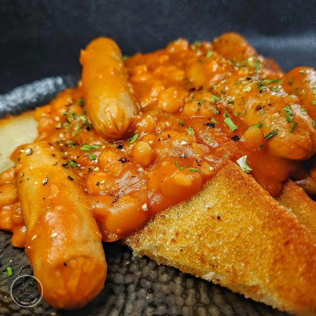 Sausage and Beans on Fried Bread