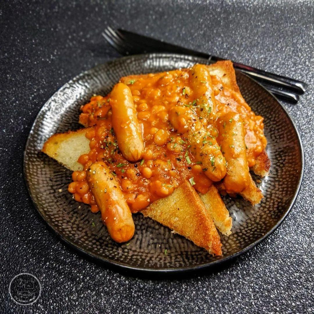 Sausage and Beans on Fried Bread
