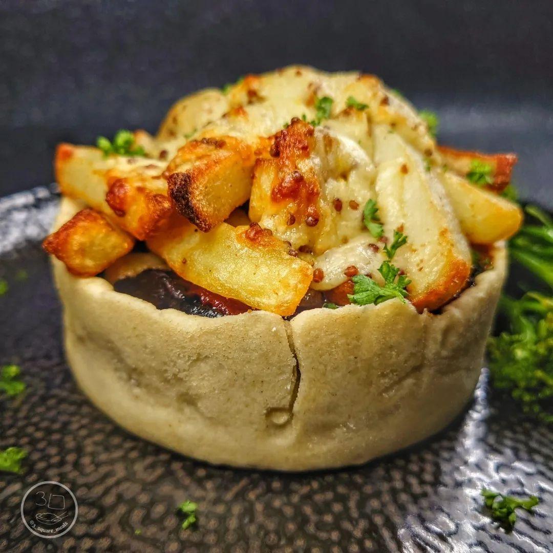 Vegetarian Steak and Cheesy Chips Pie