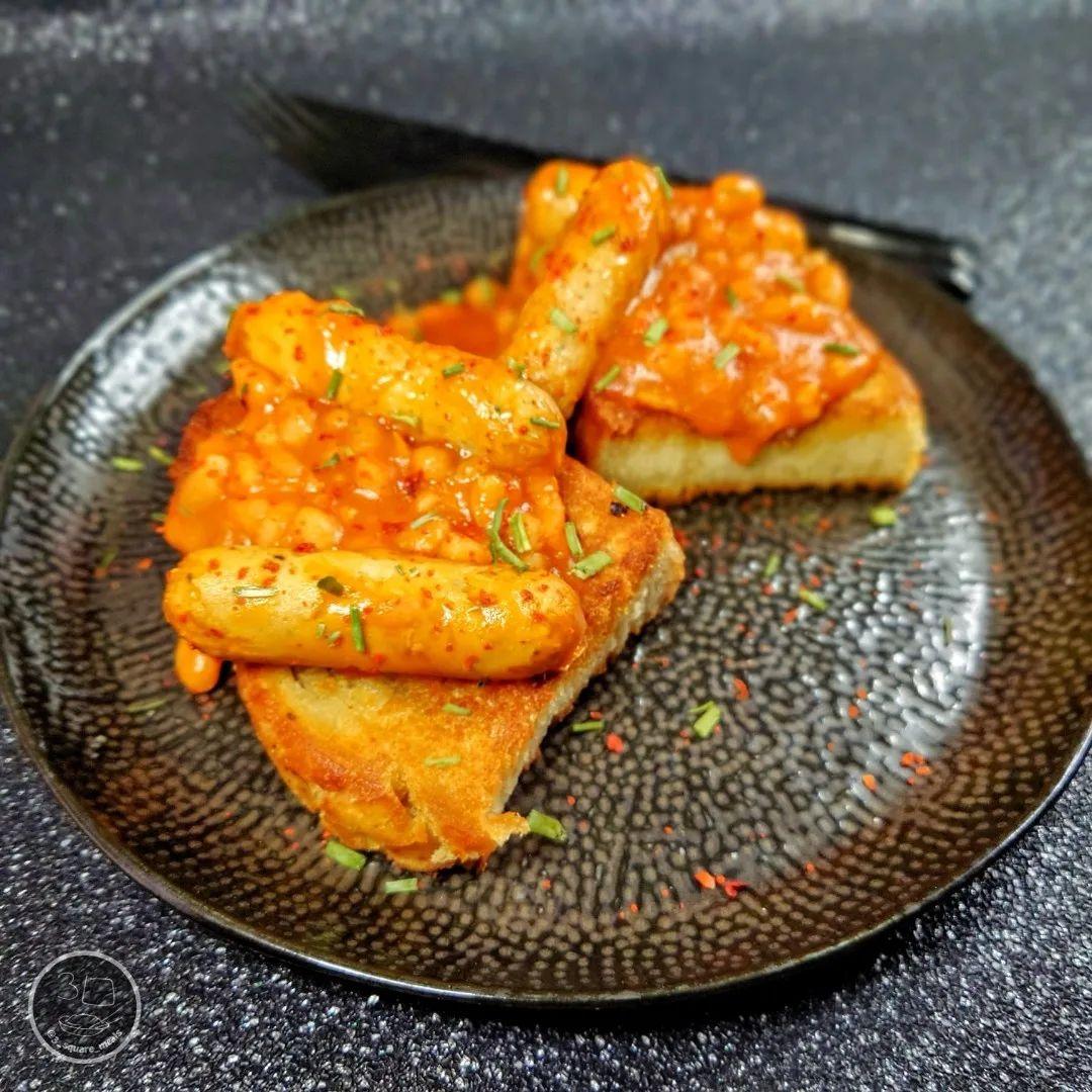 Vegetarian Sausage and Beans on Fried Bread
