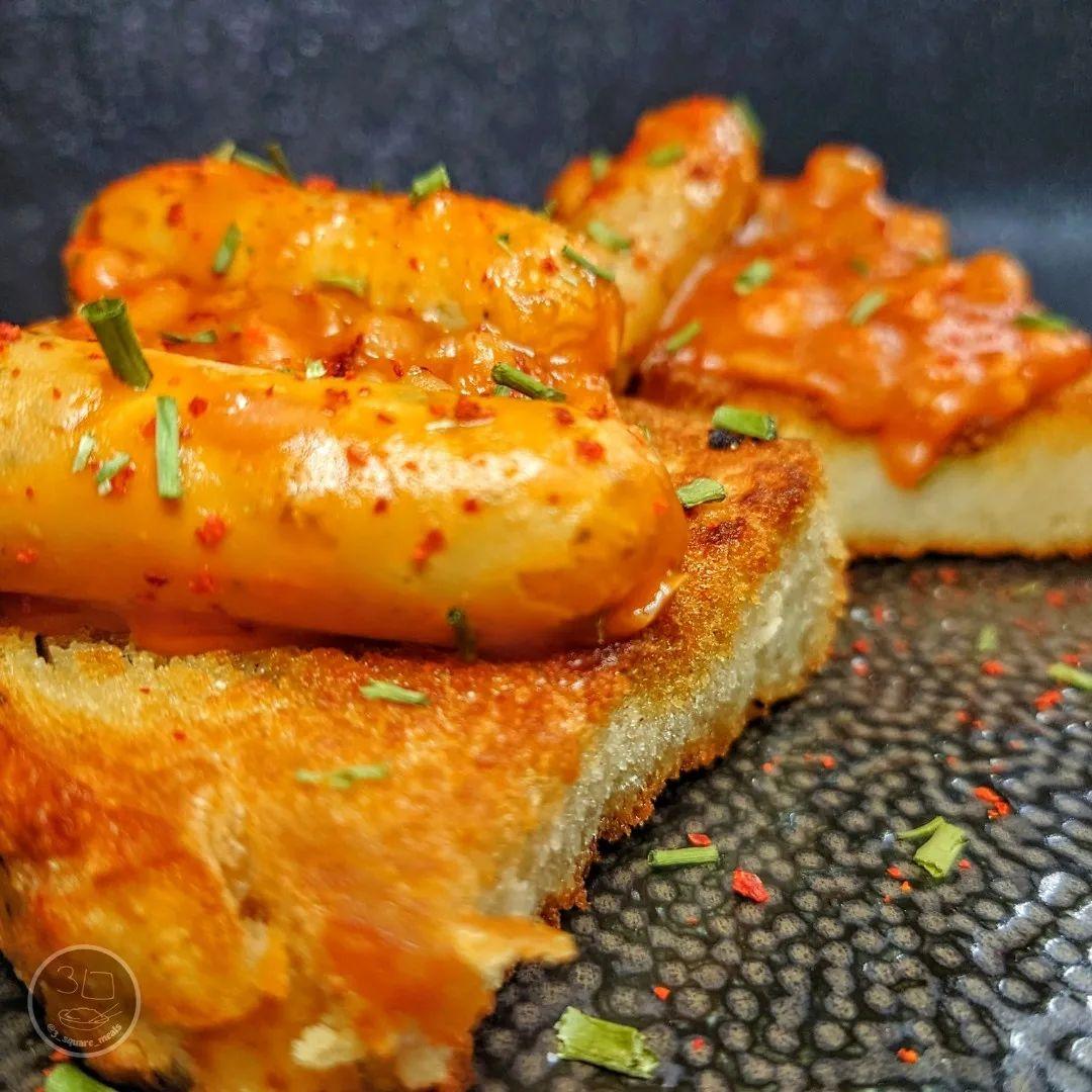 Vegetarian Sausage and Beans on Fried Bread